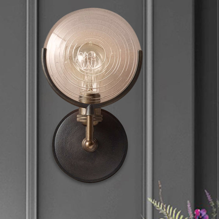 Skørter | Armed Wall Lamp Traditional Metal 11.5"/24" Wide 1 Head Black Wall Lamp Fixture with Round Frosted Glass Deco