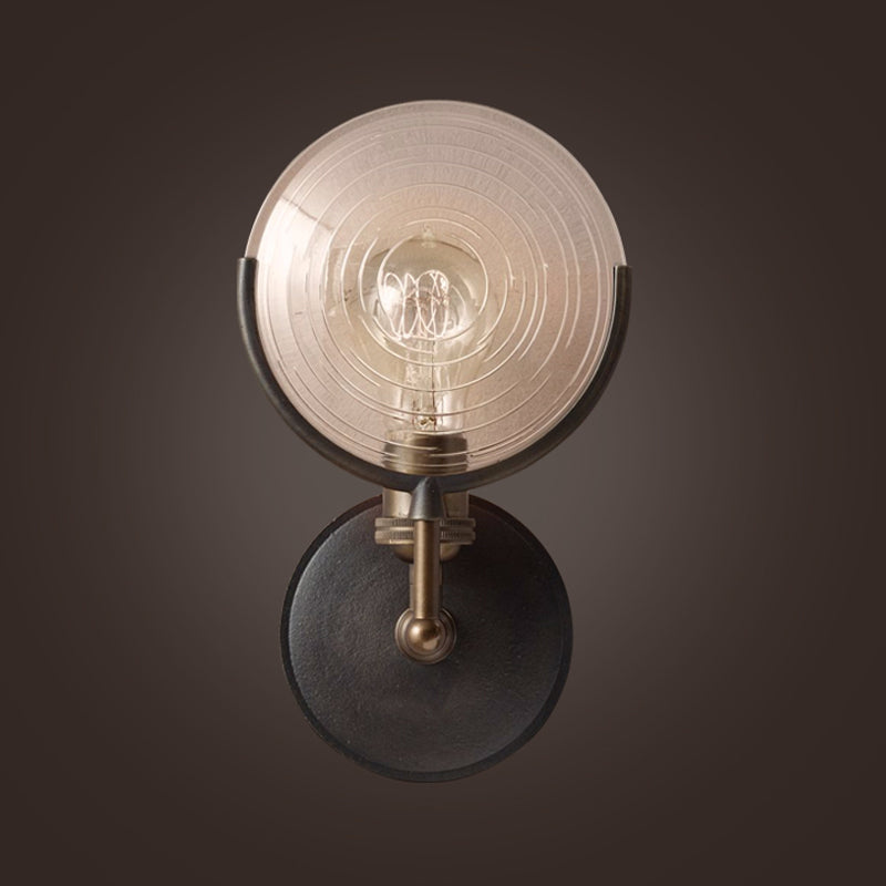 Skørter | Armed Wall Lamp Traditional Metal 11.5"/24" Wide 1 Head Black Wall Lamp Fixture with Round Frosted Glass Deco