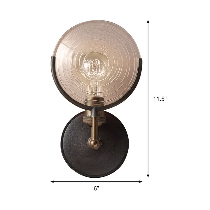Skørter | Armed Wall Lamp Traditional Metal 11.5"/24" Wide 1 Head Black Wall Lamp Fixture with Round Frosted Glass Deco