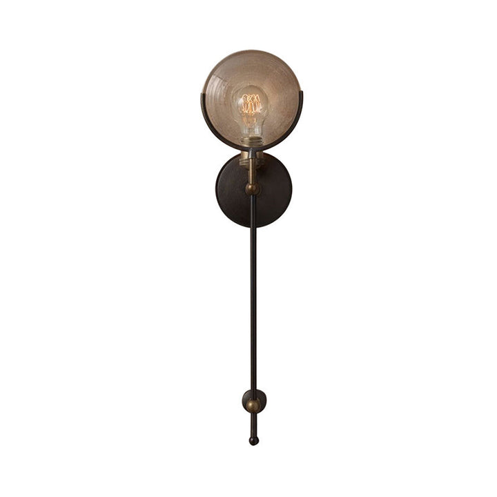 Skørter | Armed Wall Lamp Traditional Metal 11.5"/24" Wide 1 Head Black Wall Lamp Fixture with Round Frosted Glass Deco