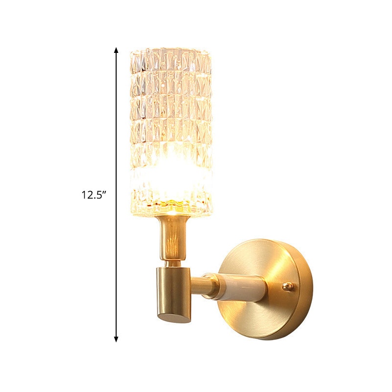 Skørter | Gold Tube Wall Light Traditional Ribbed Glass 1 Bulb Wall Mounted Lamp for Living Room