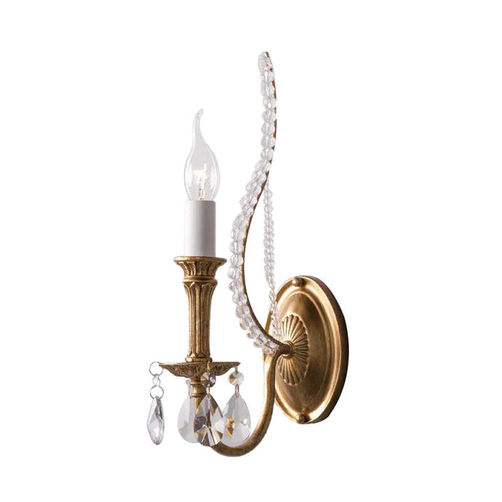 Skørter | Candle holder Bedroom Wall lamp Rustic Facet Crystal 1/2 Cups Brass Wall lighting Fixture