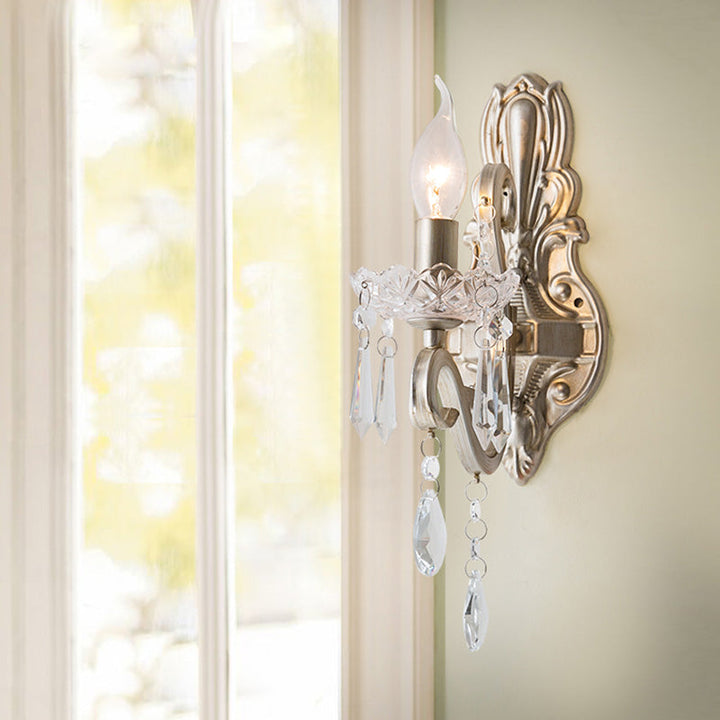 Skørter | Crystal Candle Holder Wall Mounted Lamp Retro 1/2 Bulbs Living Room Wall Light Silver