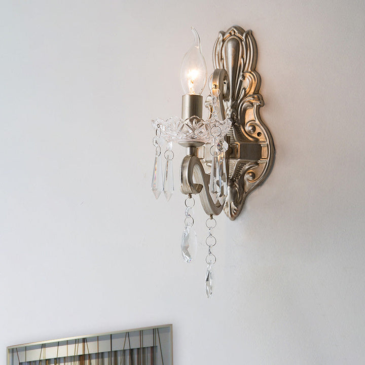 Skørter | Crystal Candle Holder Wall Mounted Lamp Retro 1/2 Bulbs Living Room Wall Light Silver