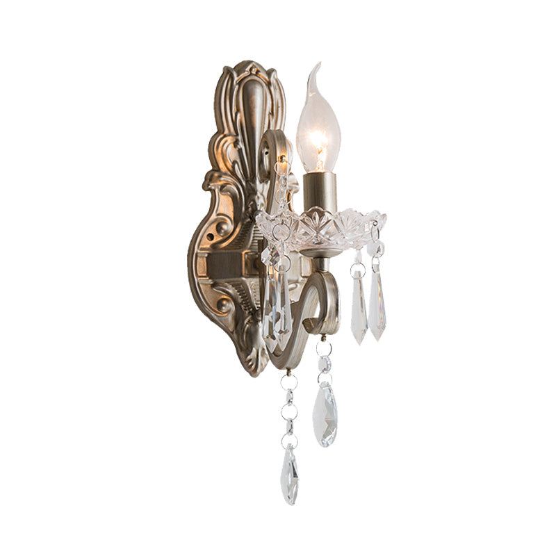 Skørter | Crystal Candle Holder Wall Mounted Lamp Retro 1/2 Bulbs Living Room Wall Light Silver