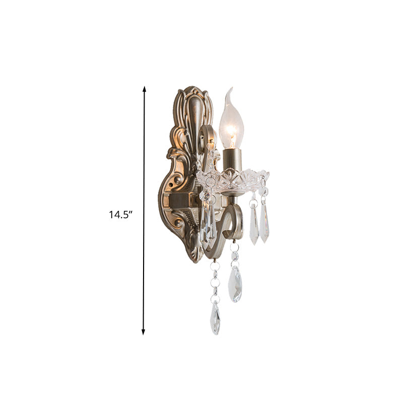 Skørter | Crystal Candle Holder Wall Mounted Lamp Retro 1/2 Bulbs Living Room Wall Light Silver