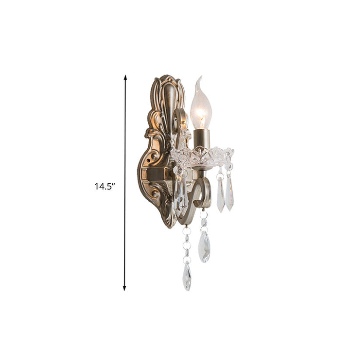 Skørter | Crystal Candle Holder Wall Mounted Lamp Retro 1/2 Bulbs Living Room Wall Light Silver