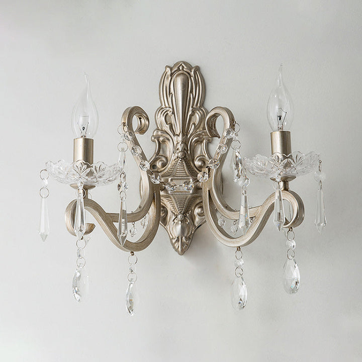 Skørter | Crystal Candle Holder Wall Mounted Lamp Retro 1/2 Bulbs Living Room Wall Light Silver