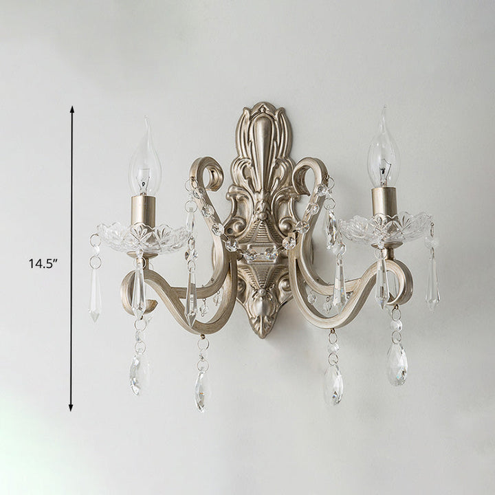 Skørter | Crystal Candle Holder Wall Mounted Lamp Retro 1/2 Bulbs Living Room Wall Light Silver