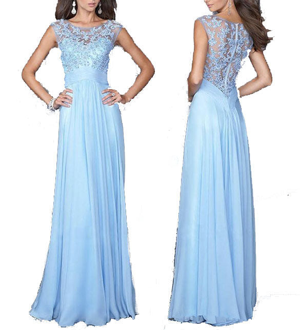 Women's evening dress with floral lace and flared skirt Lisslune