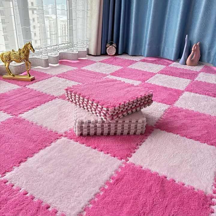Rynx | 40-piece Thickened Modern Plush Carpet] 40-piece Modern Plush Patchwork Thickened Carpet for Bedroom, Living Room, Wardrobe, Renovation of Rental Apartments, Suitable for All Seasons
