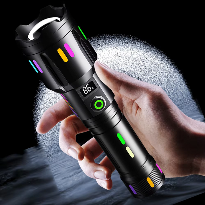 Lisslune | LED Flashlight With Power Display – Rechargeable High-Performance Flashlight With Glass Breaker & USB-C