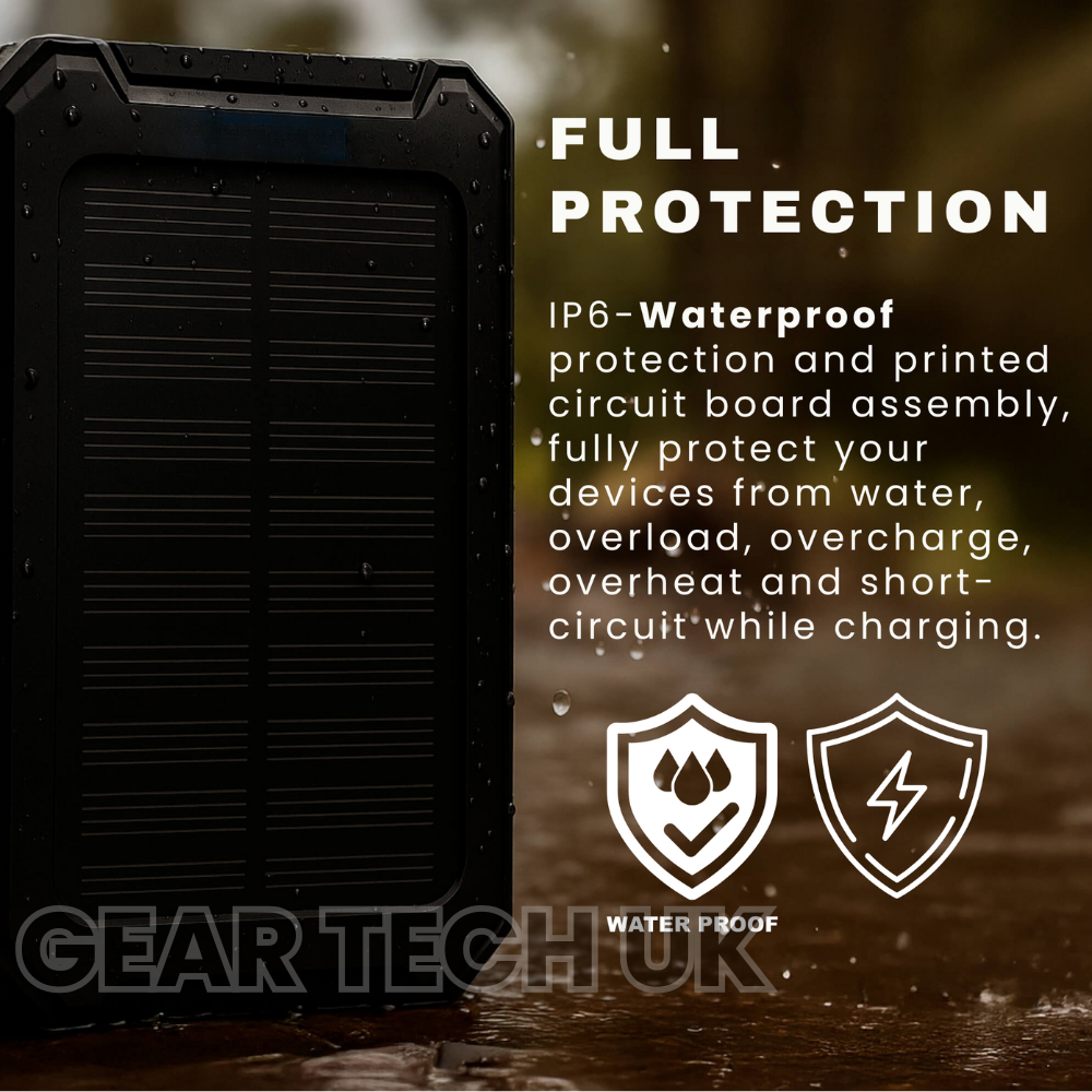 Lisslune | Fishing Power Bank 50000 mah Waterproof Solar Charger | Fishing Battery Pack with USB-C Fast Charging & LED Light