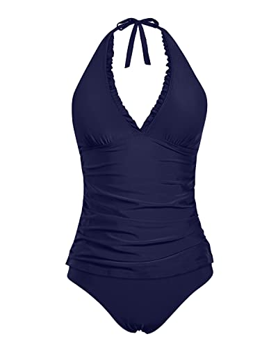 Lisslune | Adjustable Straps Two Piece Swimsuits V-Neck Tankini Swimsuits