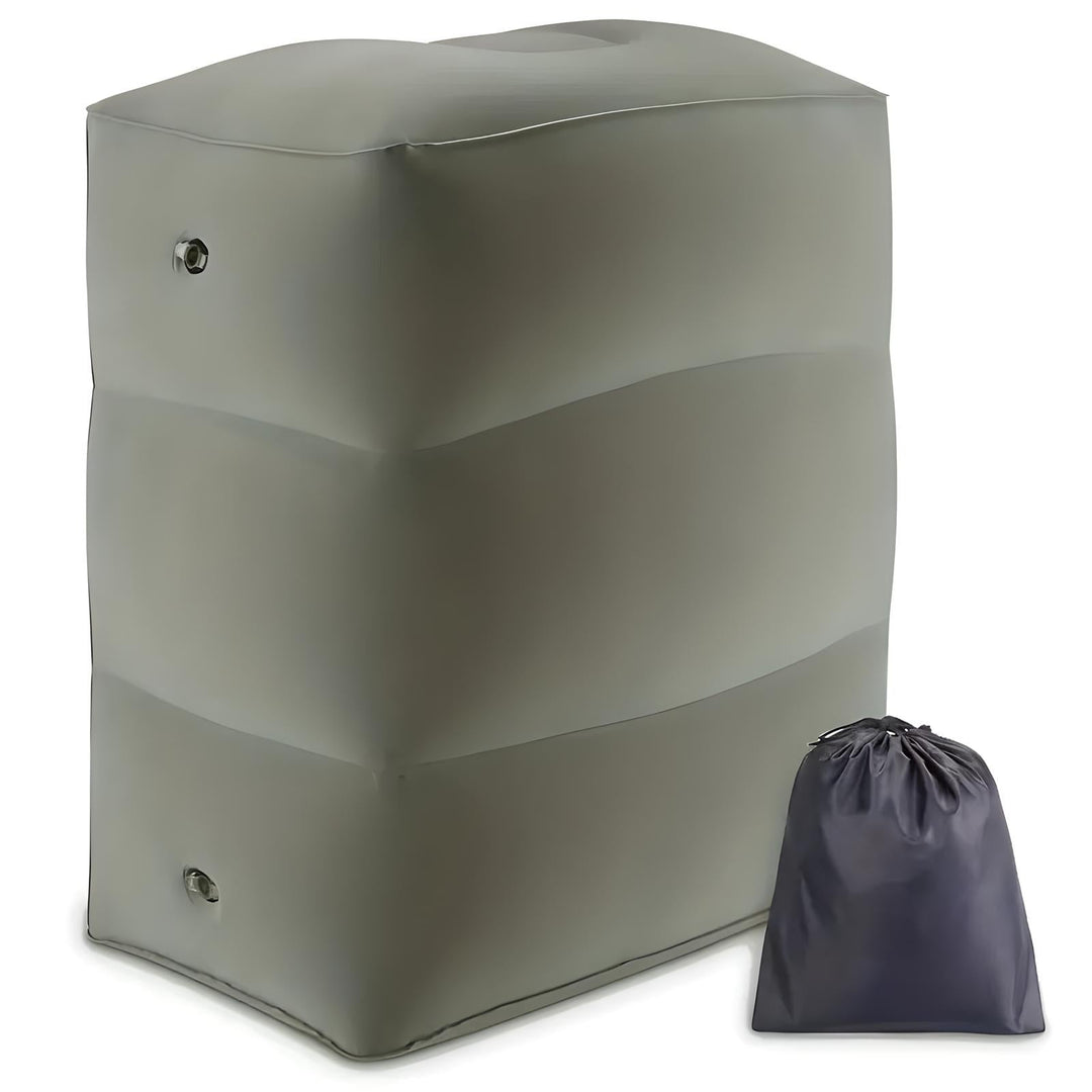 Lisslune | Inflatable Travel Footrest | Ergonomic, Adjustable Height & Compact for Planes, Trains, Buses & Office Use