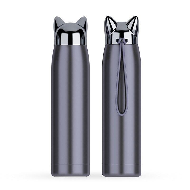 Lisslune | Stylish Fox Ear Insulated Stainless Steel Water Bottle - 320ml/11oz Travel Essence