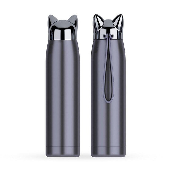 Lisslune | Stylish Fox Ear Insulated Stainless Steel Water Bottle - 320ml/11oz Travel Essence