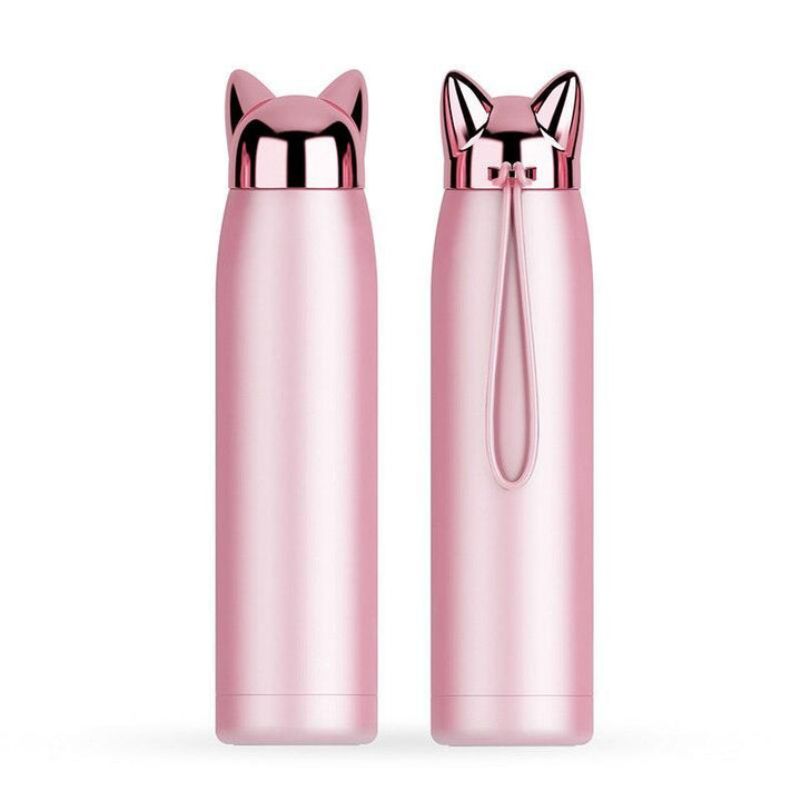 Lisslune | Stylish Fox Ear Insulated Stainless Steel Water Bottle - 320ml/11oz Travel Essence