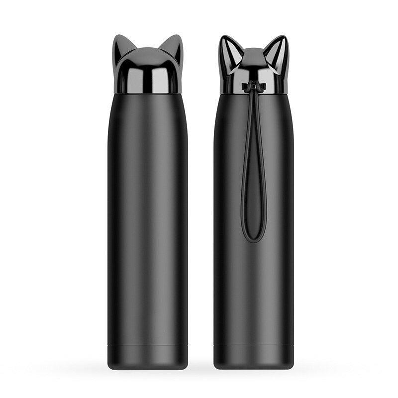 Lisslune | Stylish Fox Ear Insulated Stainless Steel Water Bottle - 320ml/11oz Travel Essence