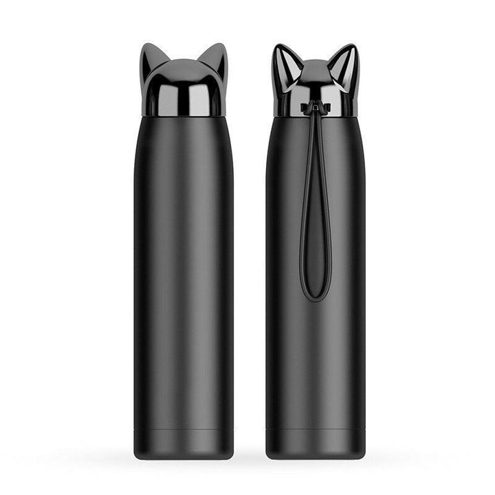 Lisslune | Stylish Fox Ear Insulated Stainless Steel Water Bottle - 320ml/11oz Travel Essence