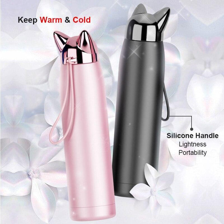 Lisslune | Stylish Fox Ear Insulated Stainless Steel Water Bottle - 320ml/11oz Travel Essence