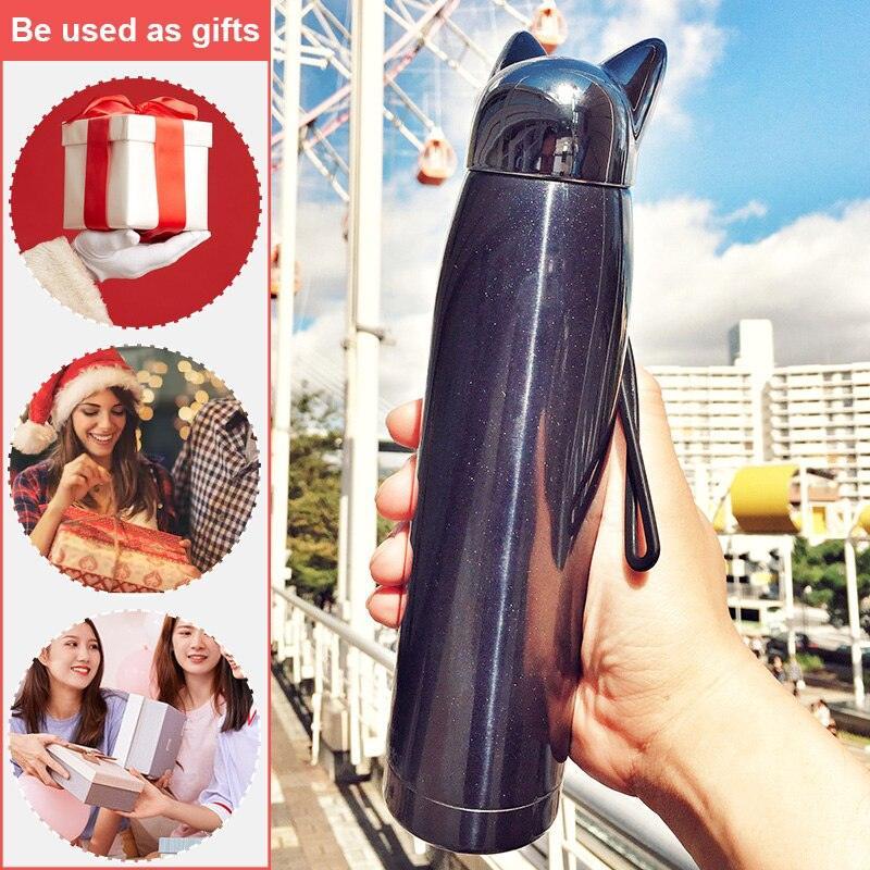 Lisslune | Stylish Fox Ear Insulated Stainless Steel Water Bottle - 320ml/11oz Travel Essence