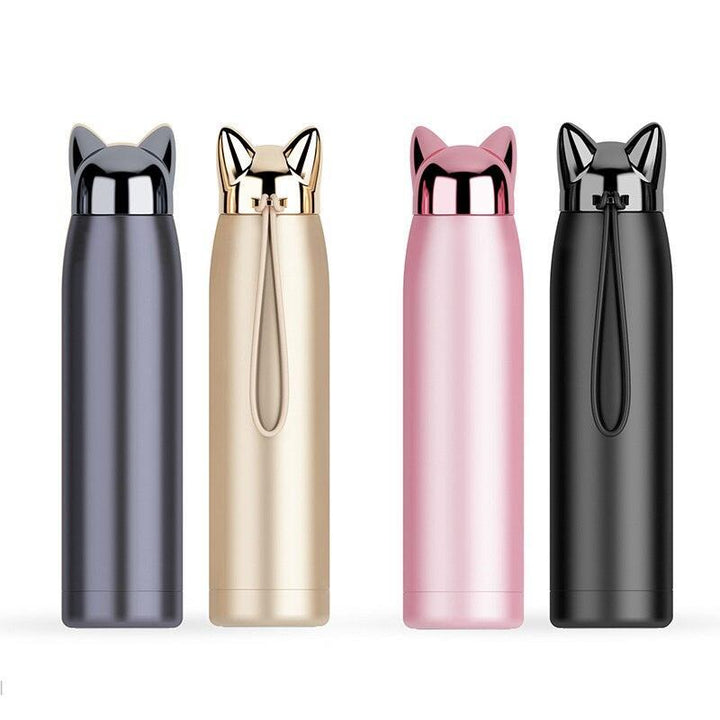 Lisslune | Stylish Fox Ear Insulated Stainless Steel Water Bottle - 320ml/11oz Travel Essence