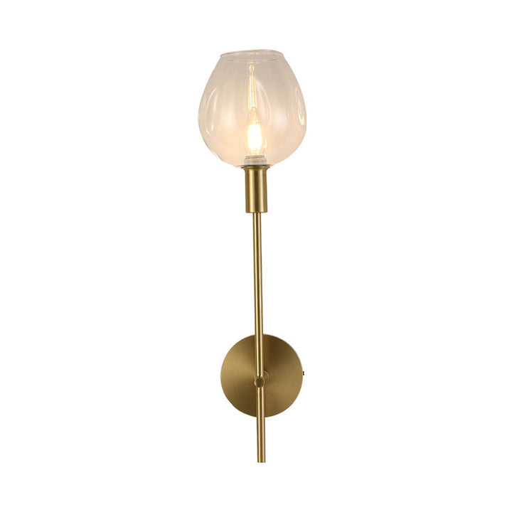 Lisslune | Clear Glass Cup Wall Light Modern 1 Head Wall Mounted Lamp in Gold with Metal Pencil Arm