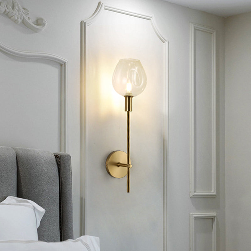 Lisslune | Clear Glass Cup Wall Light Modern 1 Head Wall Mounted Lamp in Gold with Metal Pencil Arm