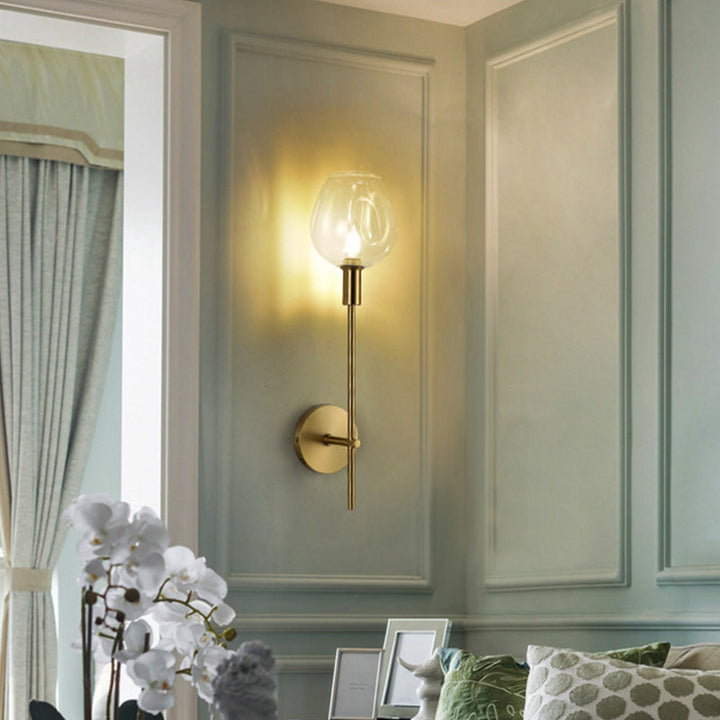 Lisslune | Clear Glass Cup Wall Light Modern 1 Head Wall Mounted Lamp in Gold with Metal Pencil Arm