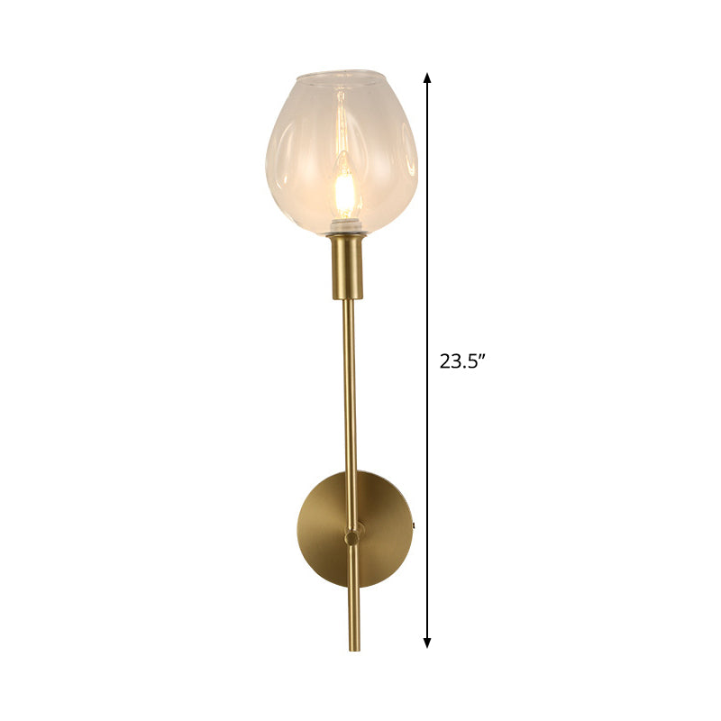 Lisslune | Clear Glass Cup Wall Light Modern 1 Head Wall Mounted Lamp in Gold with Metal Pencil Arm