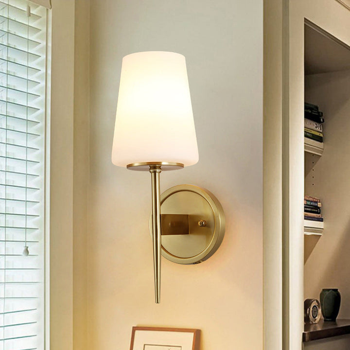 Skørter | Tapered Wall Lamp Modernistic Opal Glass 1 Bulb Brass Sconce Lamp With Metal Pencil Arm