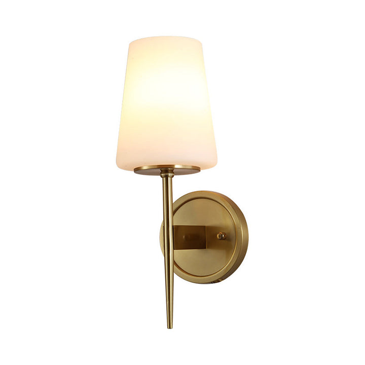 Skørter | Tapered Wall Lamp Modernistic Opal Glass 1 Bulb Brass Sconce Lamp With Metal Pencil Arm