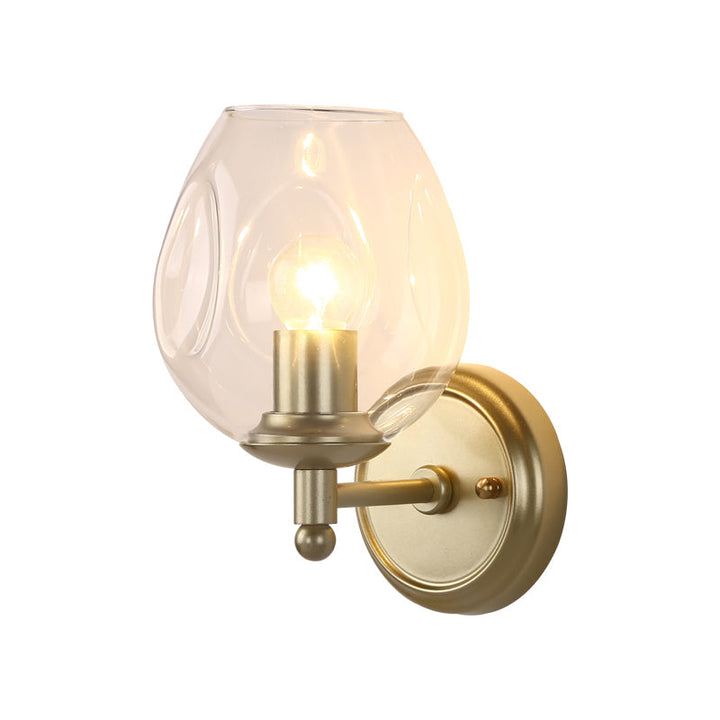 Lisslune | Contemporary wall lamp with clear, curved glass, 1 head, wall mounting, in gold