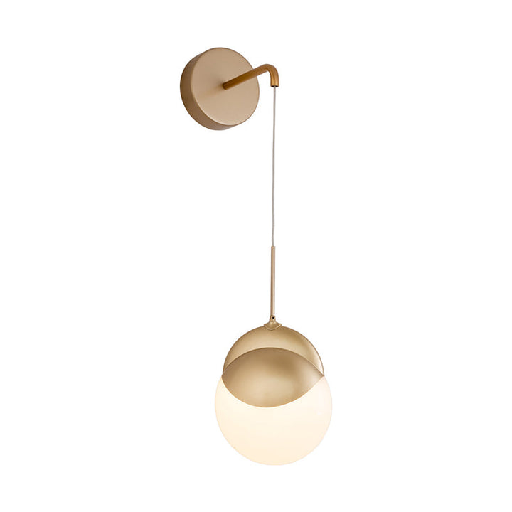 Skørter | 1 Bulb Living Room Wall Lamp Modern Gold Wall Light with Round Milk Glass Shade
