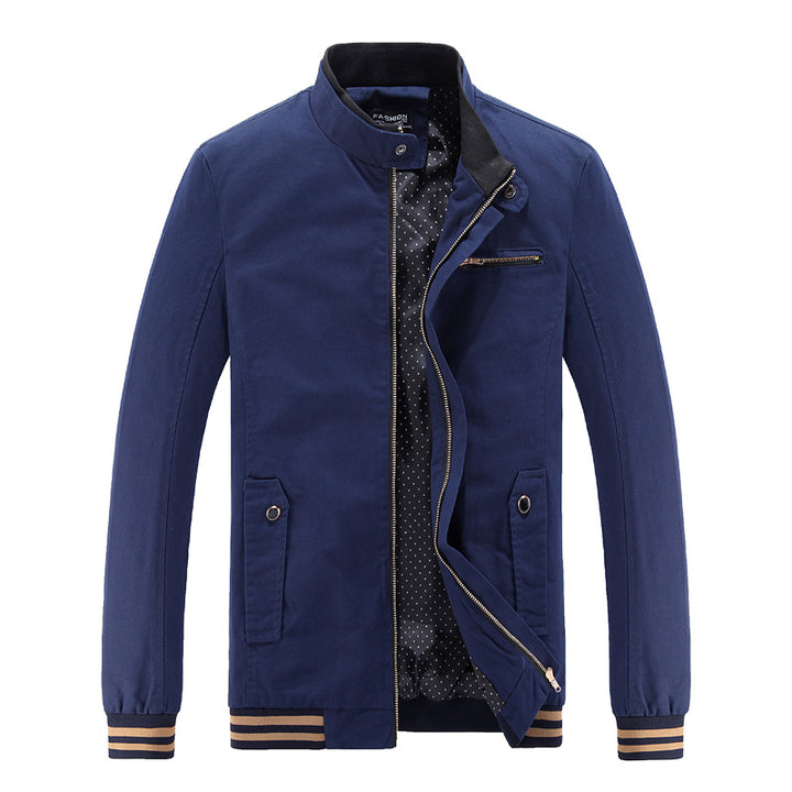 Men's stylish utility jacket with high stand-up collar and pockets Lisslune
