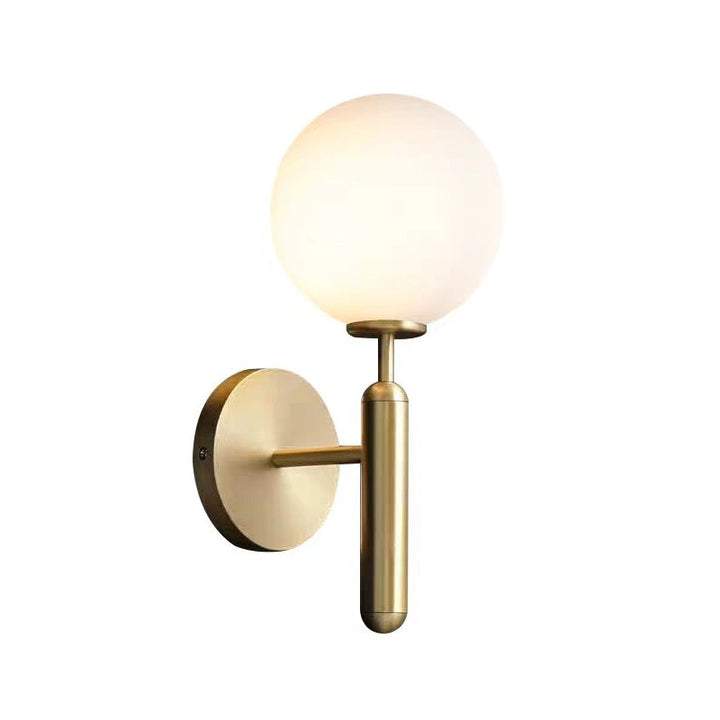 Skørter | Milk glass ball wall lamp modern 1 head brass wall light with metal pencil arm