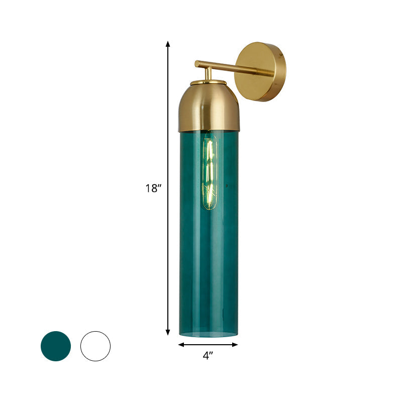 Lisslune | Modernist Tubular Wall Light Cream/Green Glass 1 Head Living Room Wall Lighting with Metal Arm
