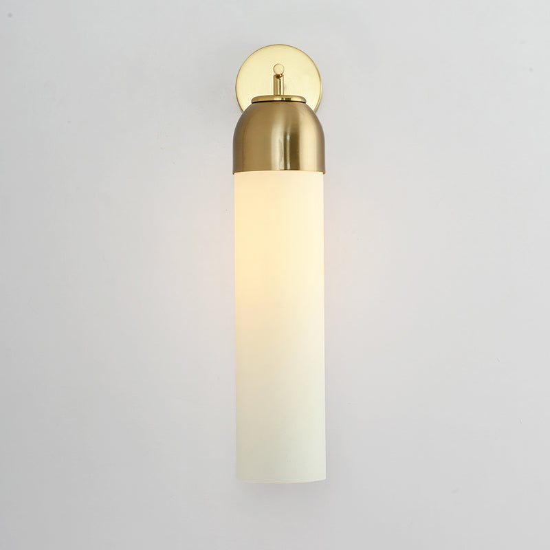 Lisslune | Modernist Tubular Wall Light Cream/Green Glass 1 Head Living Room Wall Lighting with Metal Arm