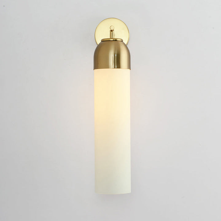Lisslune | Modernist Tubular Wall Light Cream/Green Glass 1 Head Living Room Wall Lighting with Metal Arm