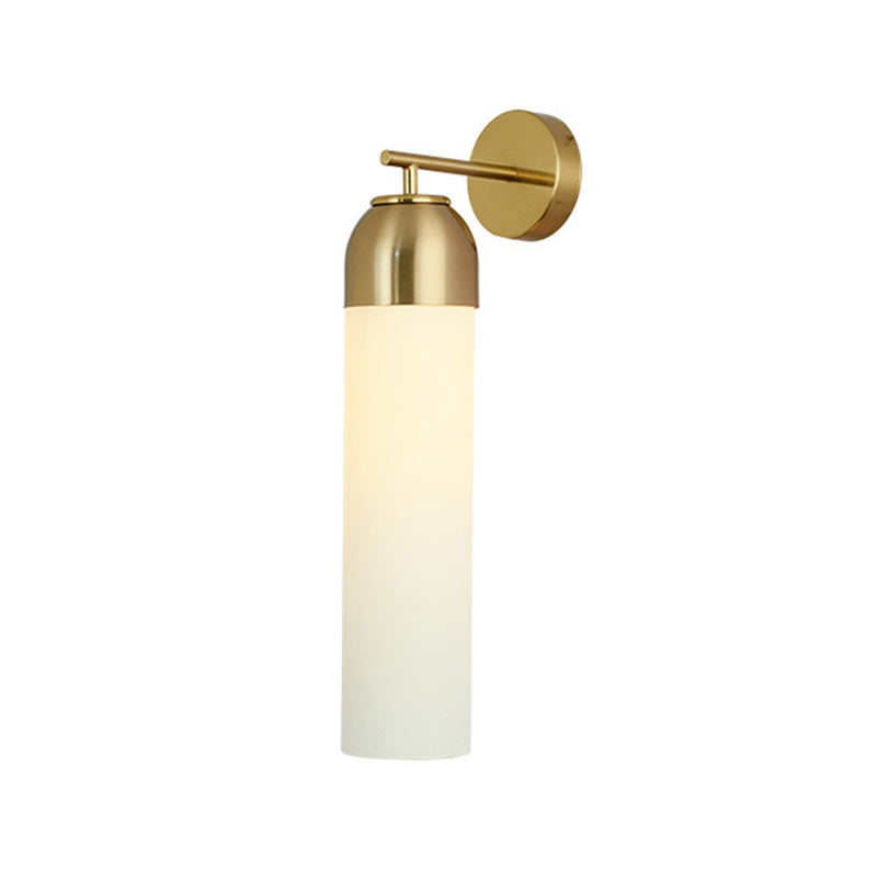Lisslune | Modernist Tubular Wall Light Cream/Green Glass 1 Head Living Room Wall Lighting with Metal Arm