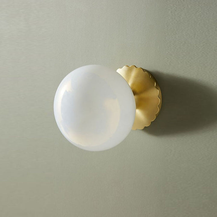 Lisslune | 1 Light Living Room Wall Lamp Minimalist Gold Wall Lamp with Orb Milk Glass Shade