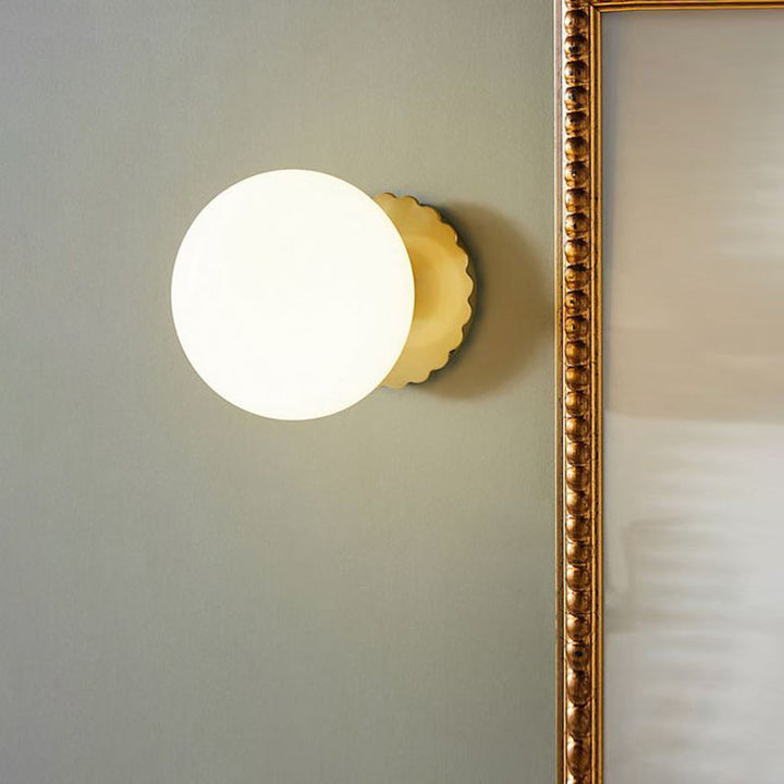 Lisslune | 1 Light Living Room Wall Lamp Minimalist Gold Wall Lamp with Orb Milk Glass Shade