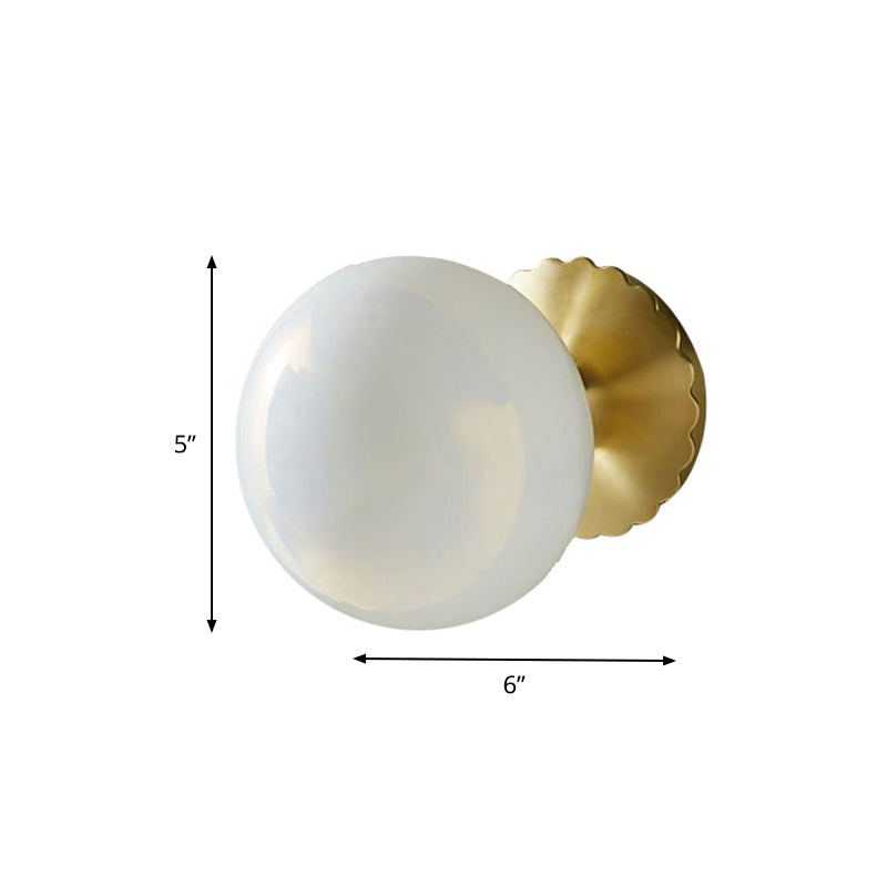Lisslune | 1 Light Living Room Wall Lamp Minimalist Gold Wall Lamp with Orb Milk Glass Shade