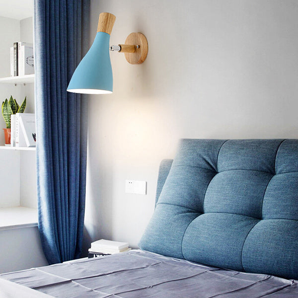 Skørter | Metal Wooden Horn Wall Lamp Macaroon 1 Light Wall Lamp for Living Room Children's Room