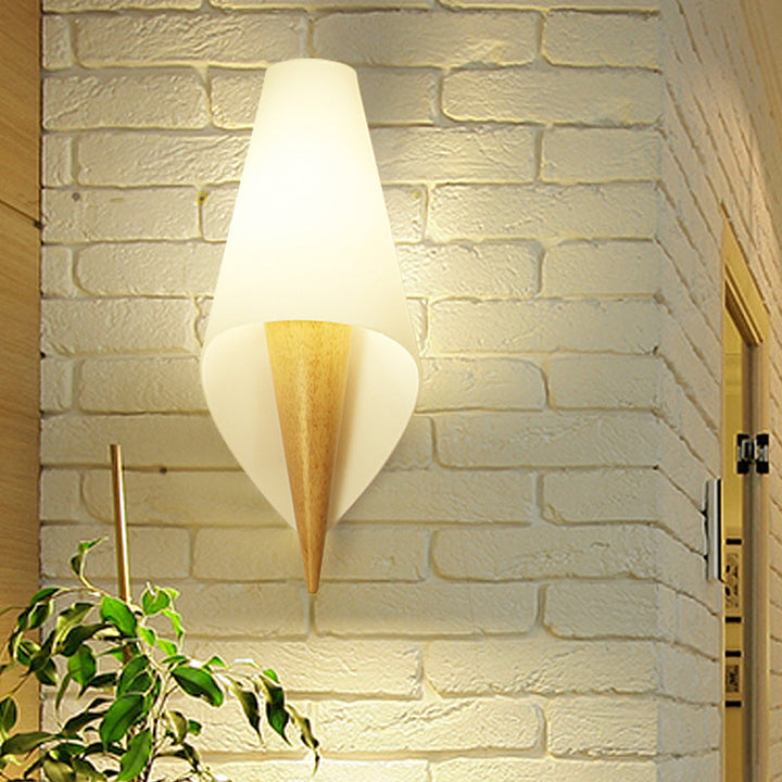 Skørter | Wide Flare Living Room Wall Lamp Chinese White Glass 1 Bulb Wall Mount Lighting