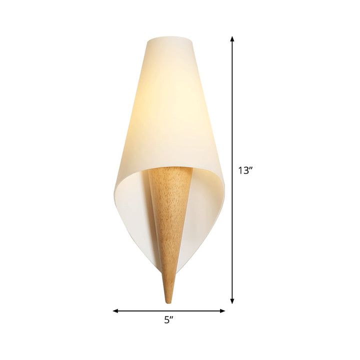 Skørter | Wide Flare Living Room Wall Lamp Chinese White Glass 1 Bulb Wall Mount Lighting
