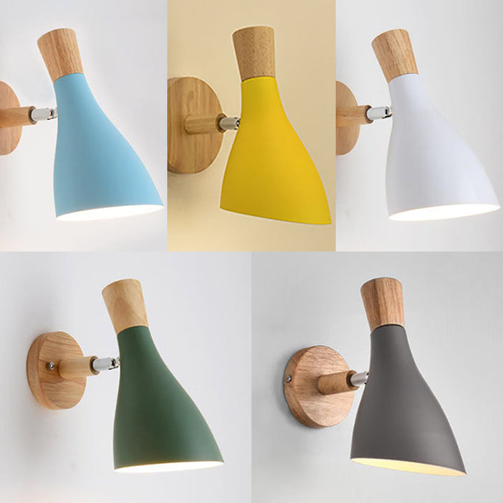 Skørter | Metal Wooden Horn Wall Lamp Macaroon 1 Light Wall Lamp for Living Room Children's Room