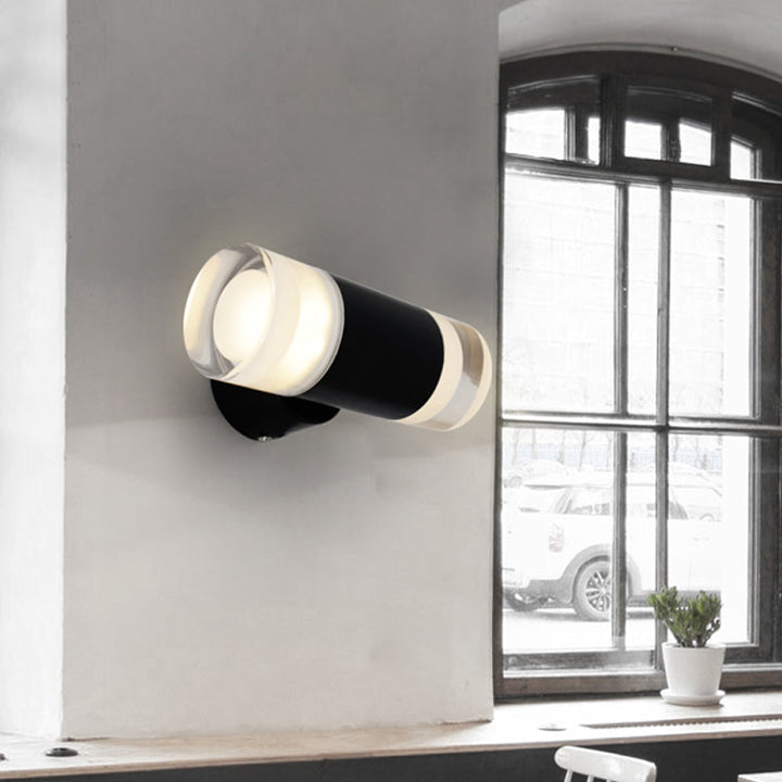 Lisslune | Metal tube wall light Minimalist 2 heads wall-mounted light in black for the living room