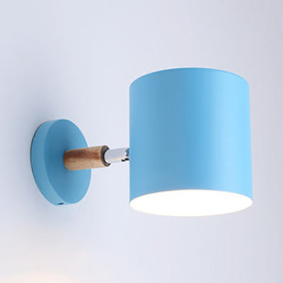 Skørter | Modern Style Cylinder Wall Lamp Metal 1 Head Wall Light for Children's Room Hallway